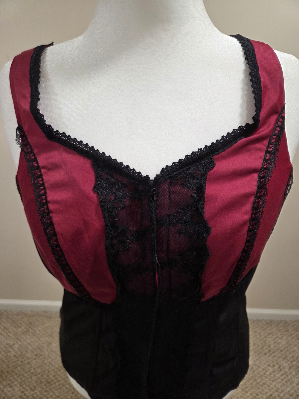 Tripp NYC Burgundy and Black Lace Corset Top